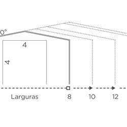 desenho esquemático de um Delta com altura no beiral de 4m com tamanhos de larguras e portão