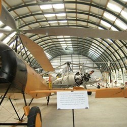 antique airplanes / autogyro on display in a Frisomat Omega, Cuatro Vientos Airport Museum, Madrid, Spain