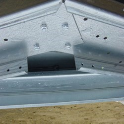 detail view of a beam from the delta skeleton, the beams are made from galvanized high speed steel and no welding is needed