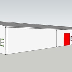 a proposal for a hangar which can serve to accommodate up to 5 small companies (starters) : view from outside