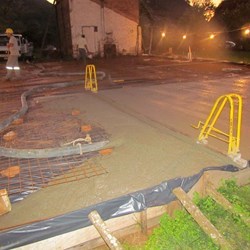 casting the concrete floor, molding, plastic and rebar in place, little foundation is needed which economizes a lot