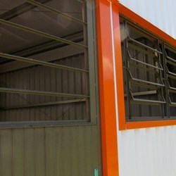 detail of the locally made door and window after mounting