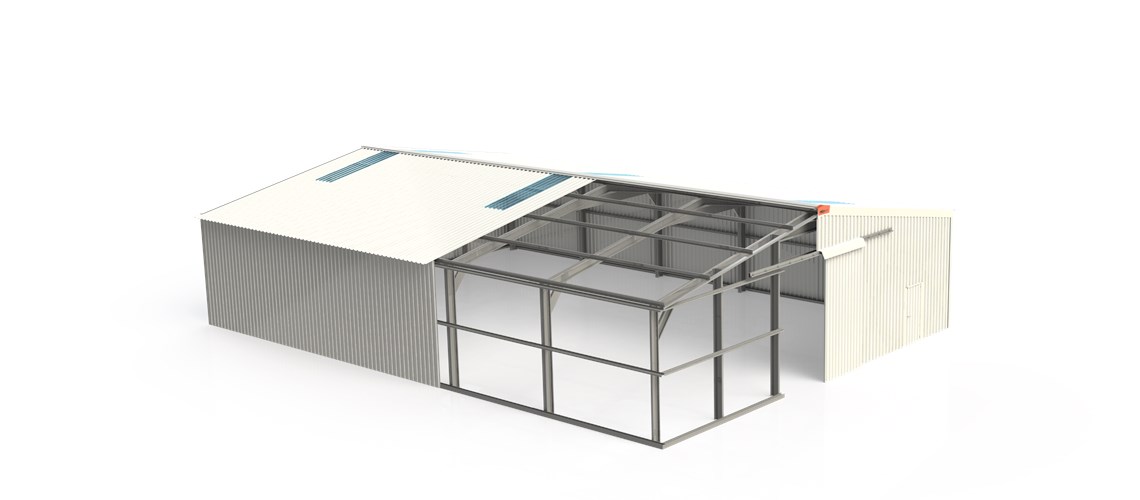 cutaway view of a Frisomat Delta galvanized industrial steel building